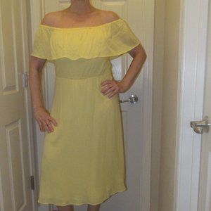 CHARLES HENRY-NWT Yellow, Off-Shoulders Midi Dress ~ Size M